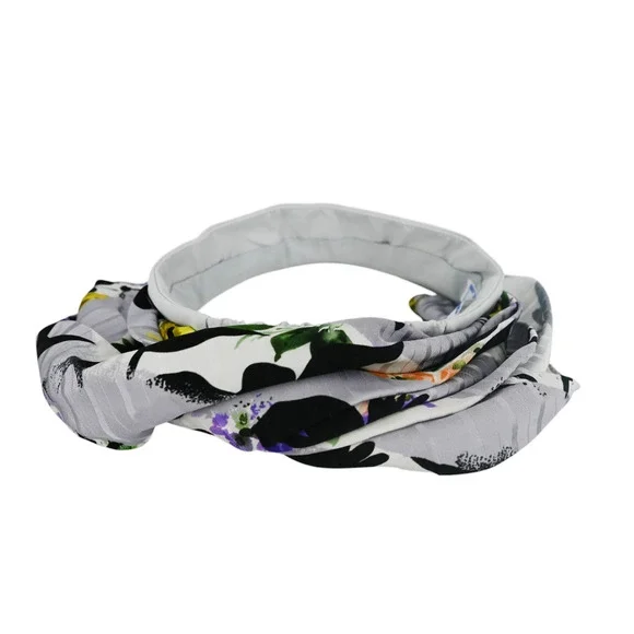 Off-White Light Gray Floral Foulard Logo Scarf Visor One  display picture 2